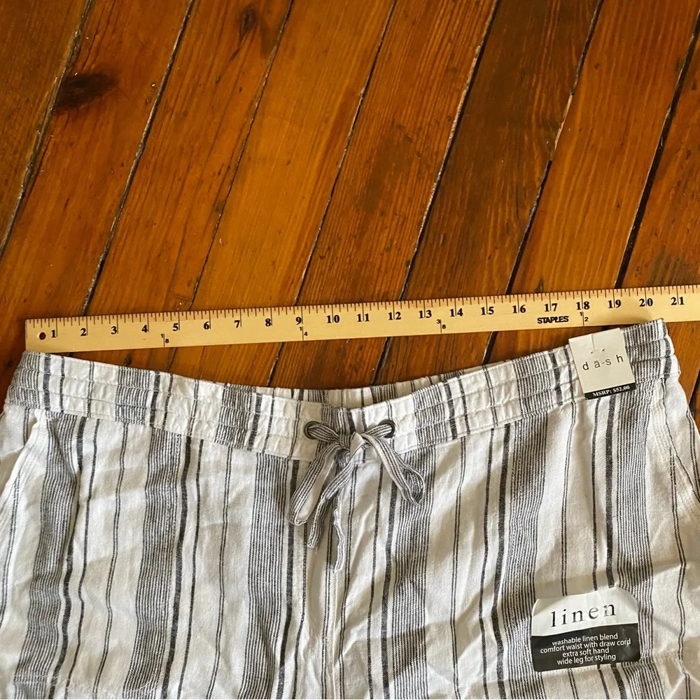 Dash Washable Linen Black & White Stripped Cropped Pant Size 2X NWT - Picture 5 of 9
